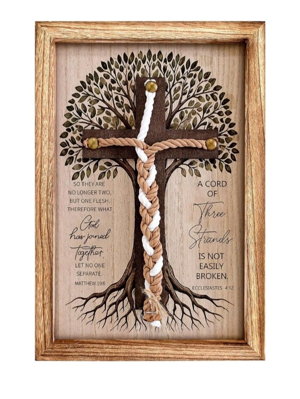 Faith-Inspired Three-Strand Rope Cross Wall Decor in Brown and White
